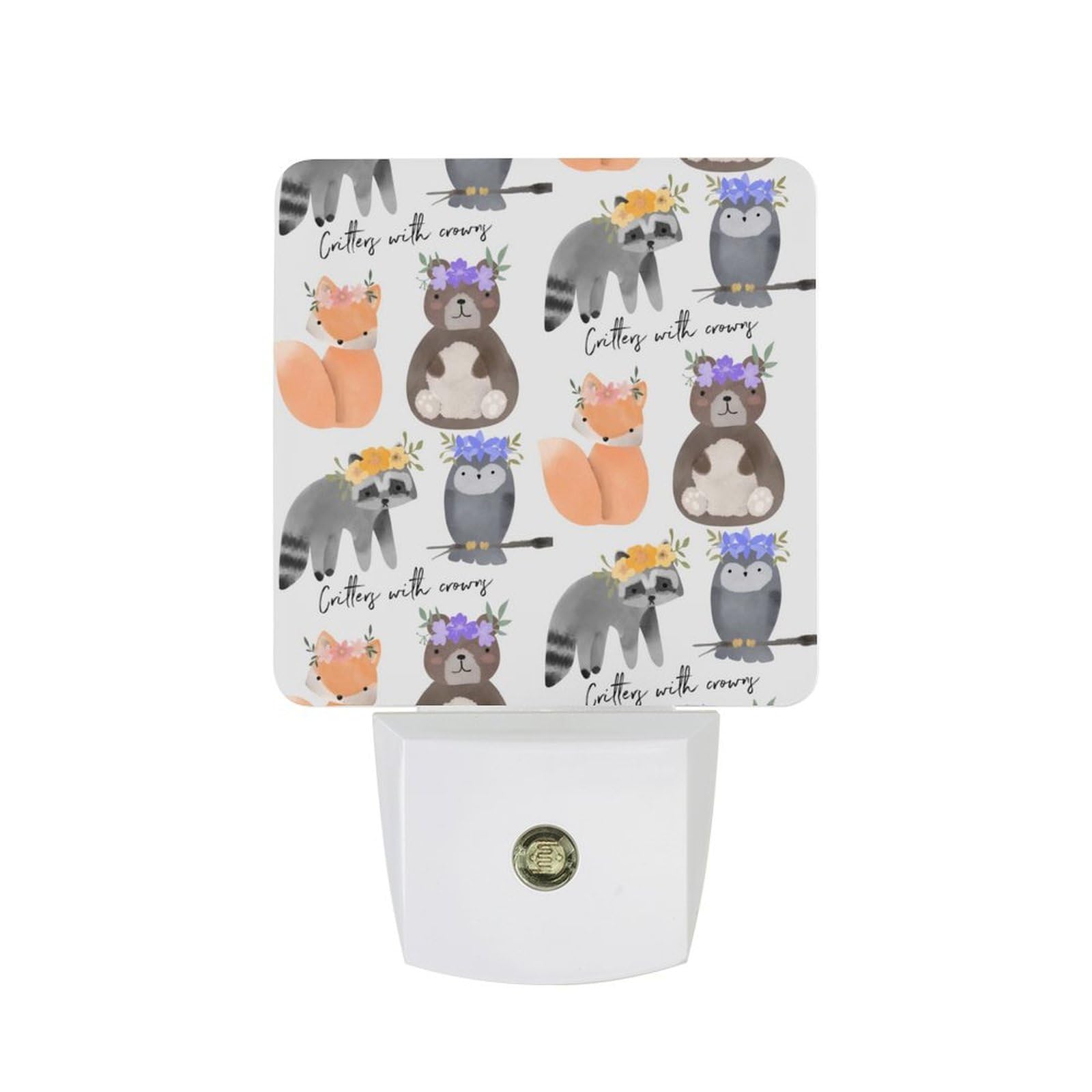 Nqrxadcrt Style Fox Bear Animals Clipart Night Light Plug In Wall Lights Bedside Lamp Bedrooms Home Hallways Decoration
