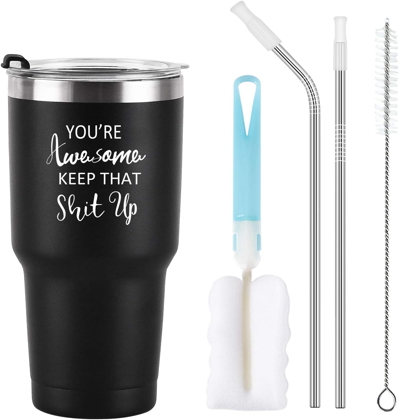 Buу 1 gеt 1 Lifecapido Funny Idea for Friends Coworker Dad Father Men Classmates, Stainless Steel Insulated Travel Tumbler with Saying, 30 Oz Double Wall Vacuum Tumbler Cups with Lid and Straw, Black