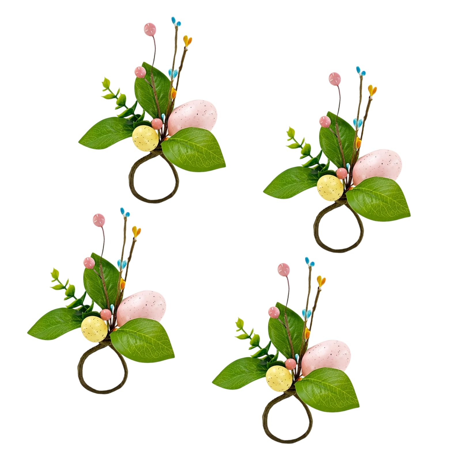 NVOQILIN Festival Holiday Artificial Grass Easter Eggs Napkin Rings Crafted From Silk Leaves Napkin Holders for Pleased Tablescape User Friendly Accessory