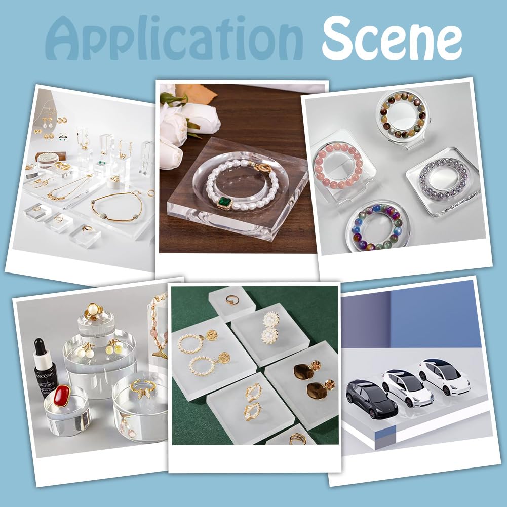 UNICRAFTALE Lot de 8 cubes en acrylique transparent pour présentation de produits de photographie - Supports rehausseurs de 80 mm pour bijoux, photographies, objets de collection