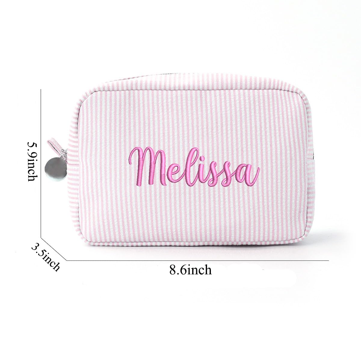 Borsa per trucco personalizzata ricamata in popeline - Organizer cosmetico personalizzato con monogramma, regalo per matrimonio e bomboniera per festa nuziale