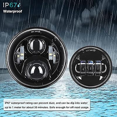 AlyoNed 7 inch Motorcycle LED Headlight 4.5 Fog Passing Lights DOT Kit Compatible with Harley Davidson Fat Boy Street Glide Heritage Softail Road King Switchback Electra Glide Ultra Classic Black