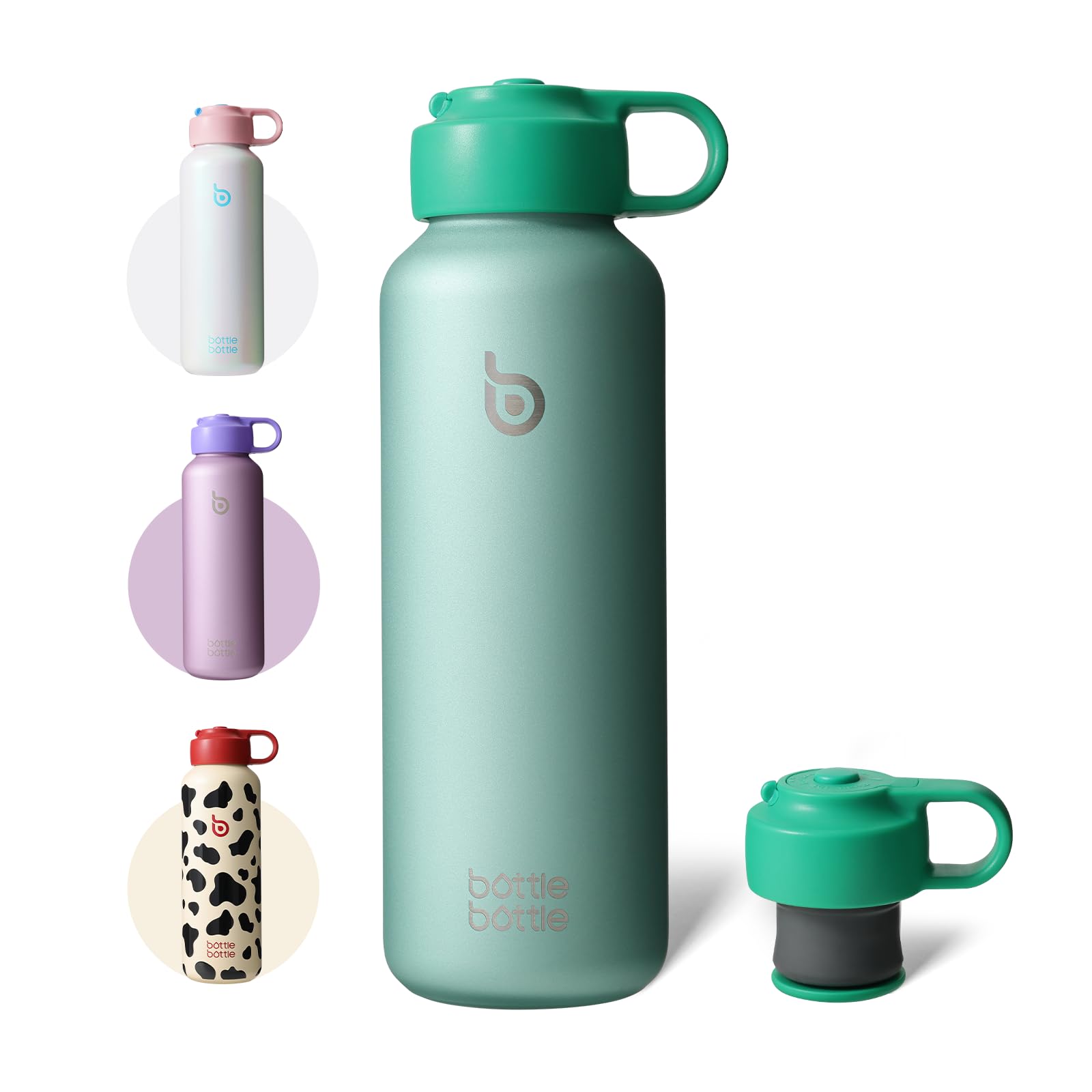 BOTTLE BOTTLE Wasserflasche für kohlensäurehaltige Getränke, 590 ml, isolierte Flaschen für kohlensäurehaltige Getränke, halten Kohlensäure länger, auslaufsicher, für Sport, Reisen, Schule (grün)
