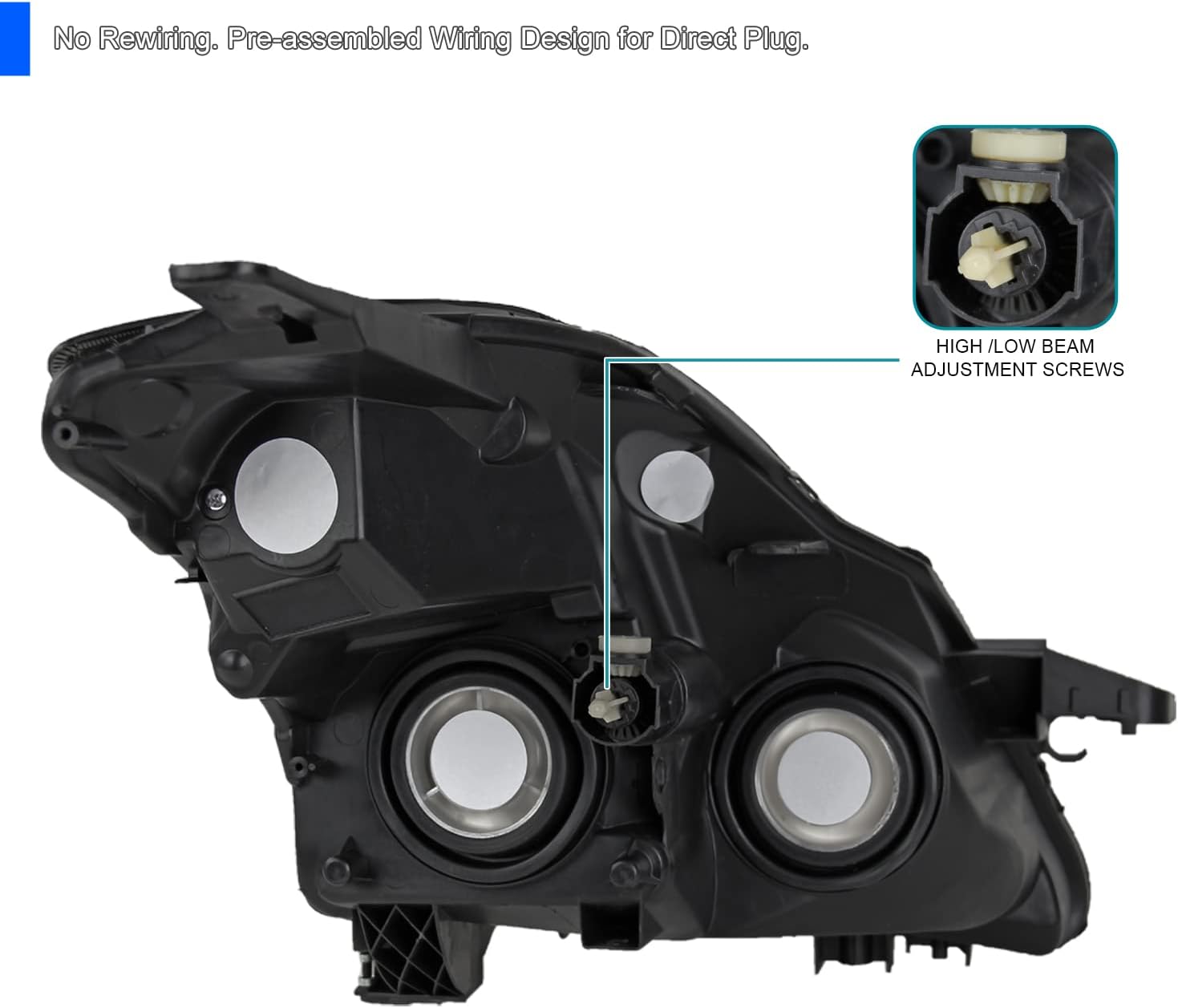 SPEC-D TUNING Smoke Lens Headlights Compatible with 2007-2009 Nissan Altima 4Dr L+R Pair Head Light Lamp Assembly