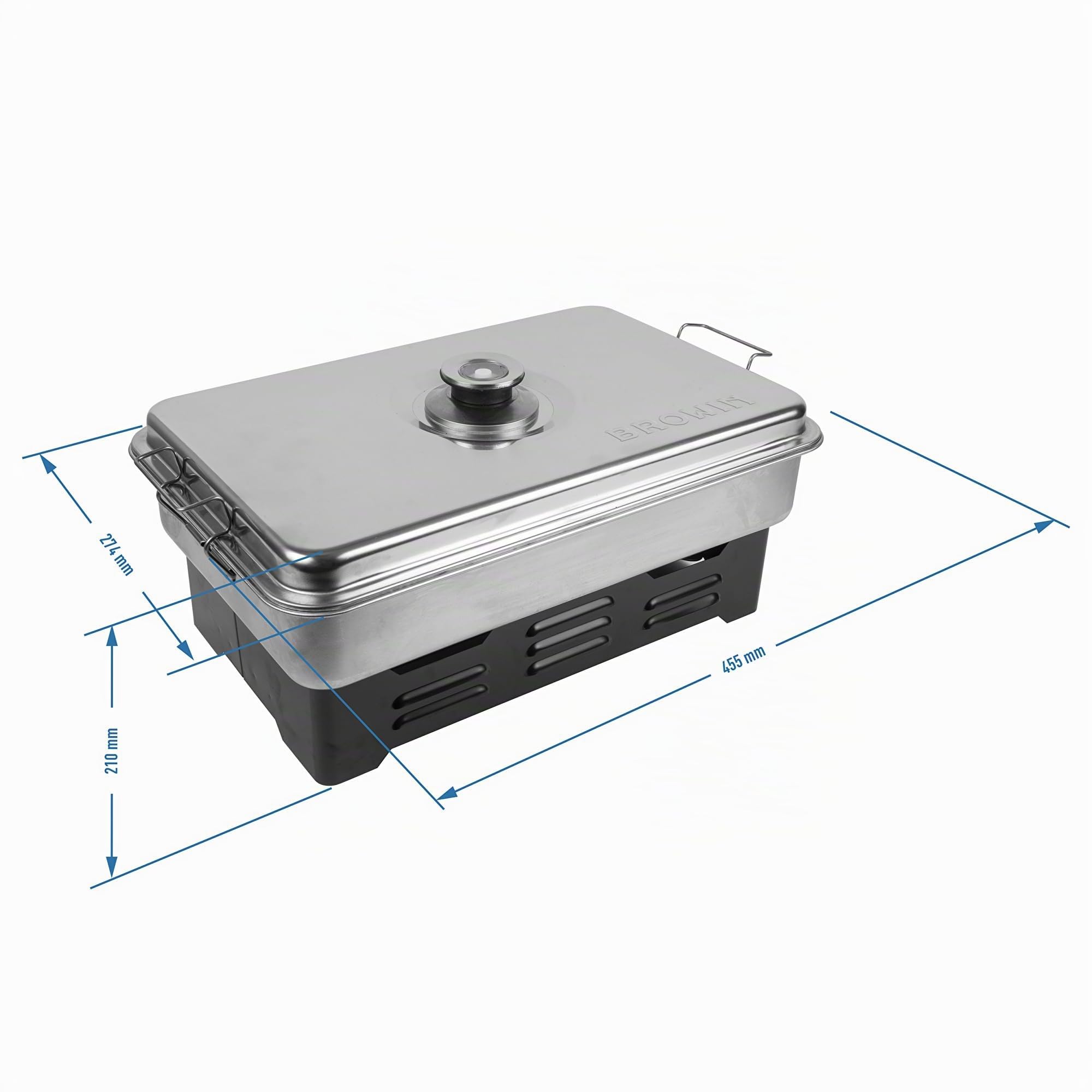 BROWIN Juego de horno de mesa de acero inoxidable con termómetro, horno para ahumar, horno para barbacoa, pescado y más barbacoa y ahumado, accesorios de camping