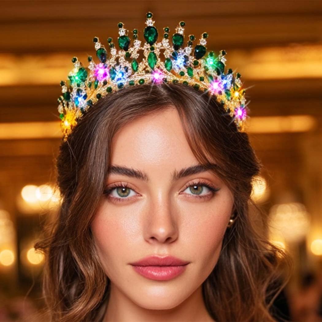 Brishow Light Up Princess Silver Rhinestones Tiaras, Bride Wedding Garden Crowns, Crystal Medieval Hair Piece for Women - Image 3