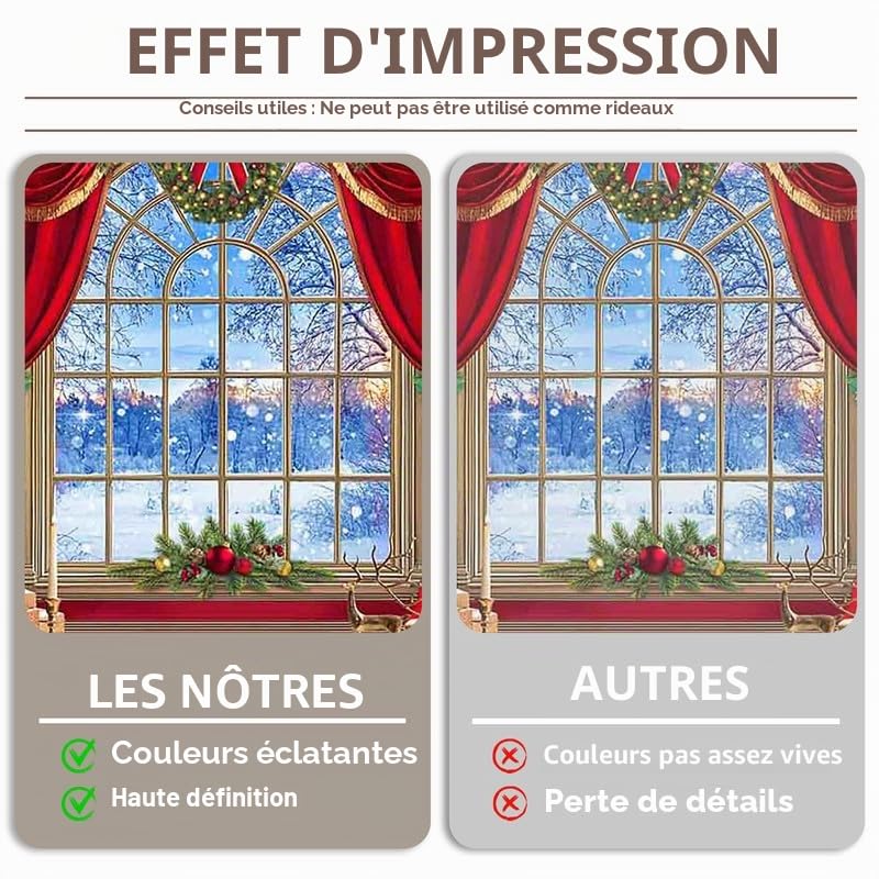 Luminora 3x2,4m Toile de Fond de Noël Rideau Rouge Sapin Hiver Neige Nuit | Cadeau Élan Photographie Fond Décorations de fête de Noël Bannière Photo Accessoires