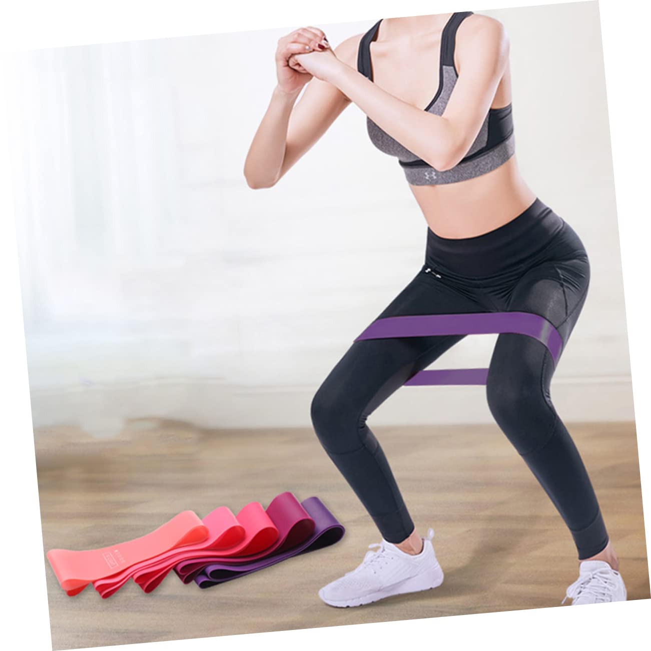 HANABASS Fasce Elastiche Per Fitness Set Bande Resistenti Antiscivolo Per Esercizi Yoga E Tonificazione Muscolare Per Donne E 5