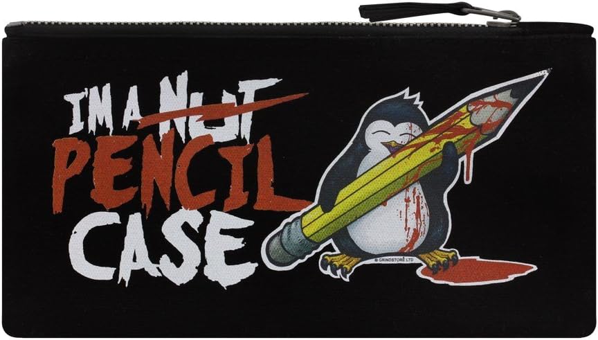 Psycho Penguin I'm Not A Nut Case Pencil Case Black 21x11cm