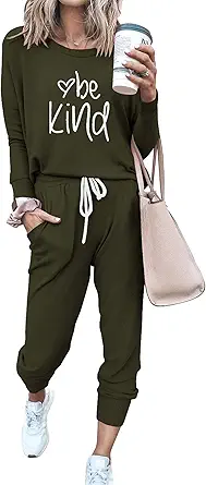 PRETTYGARDEN Women's Two Piece Outfit Long Sleeve Crewneck Pullover Tops And Long Pants Tracksuit
