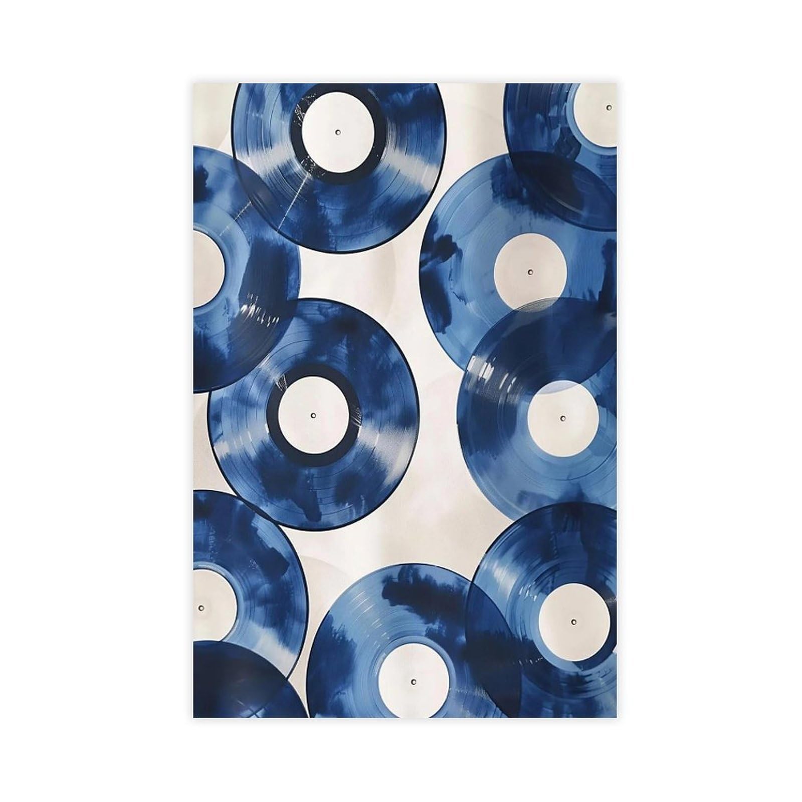 QIOTBVV Dischi in vinile blu retrò, decorazione per camera da letto, ufficio, stanza, regalo, 60 x 90 cm