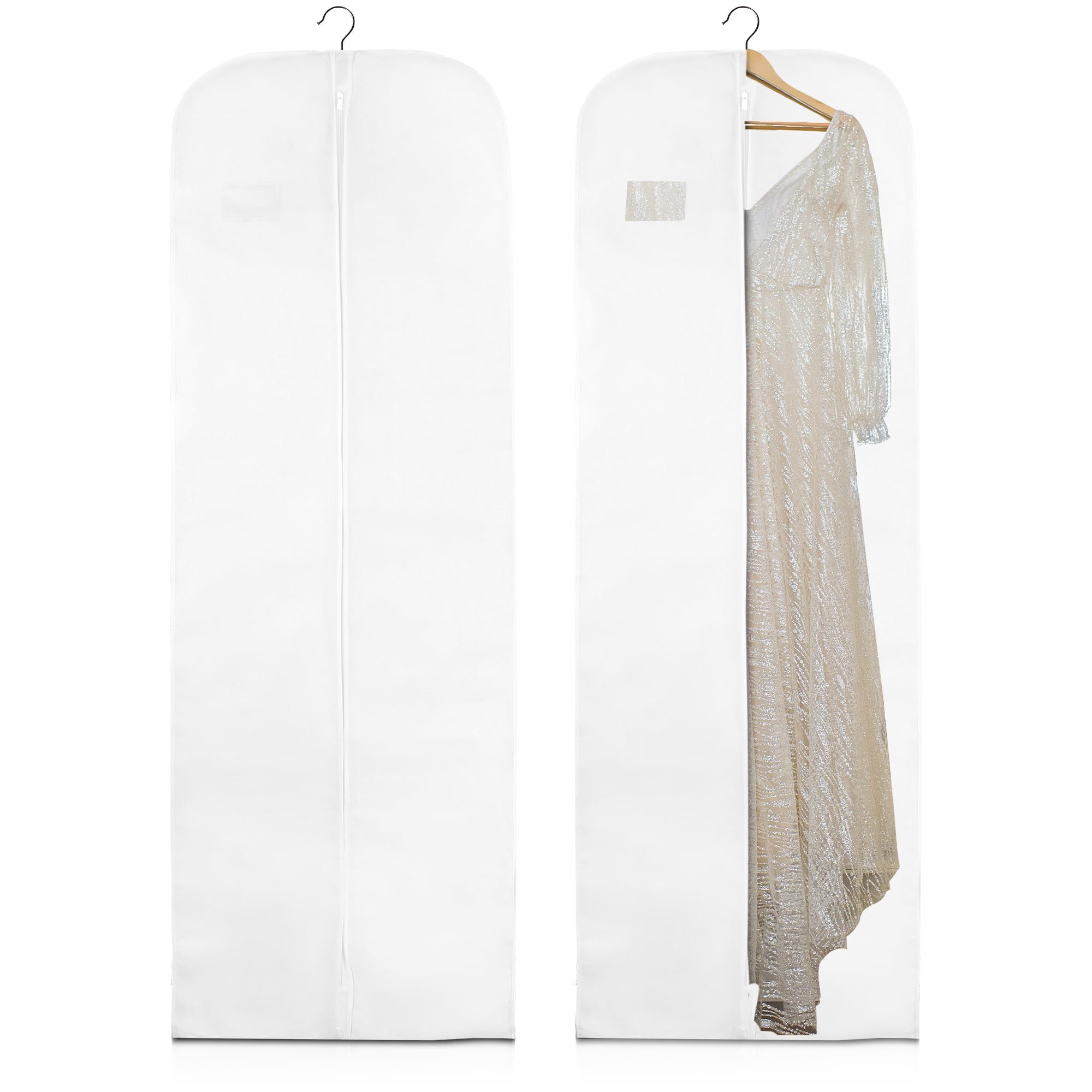 Wedcova UK Pack of 5 White Bridesmaid Dress Bag Covers | Dress Bags Covers Long Bridesmaid 72 inch | Long Dress Bag Covers