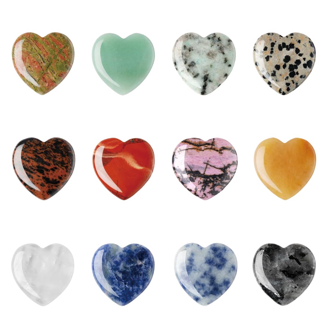 Pietre Naturali Cuore, 12 Pezzi, Decorativa Pietre Cuore per La Decorazione Domestica, per meditazione di guarigione con cristalli, Allevia l'Ansia e Purifica Le Vibrazioni Negative,da tenere in tasca