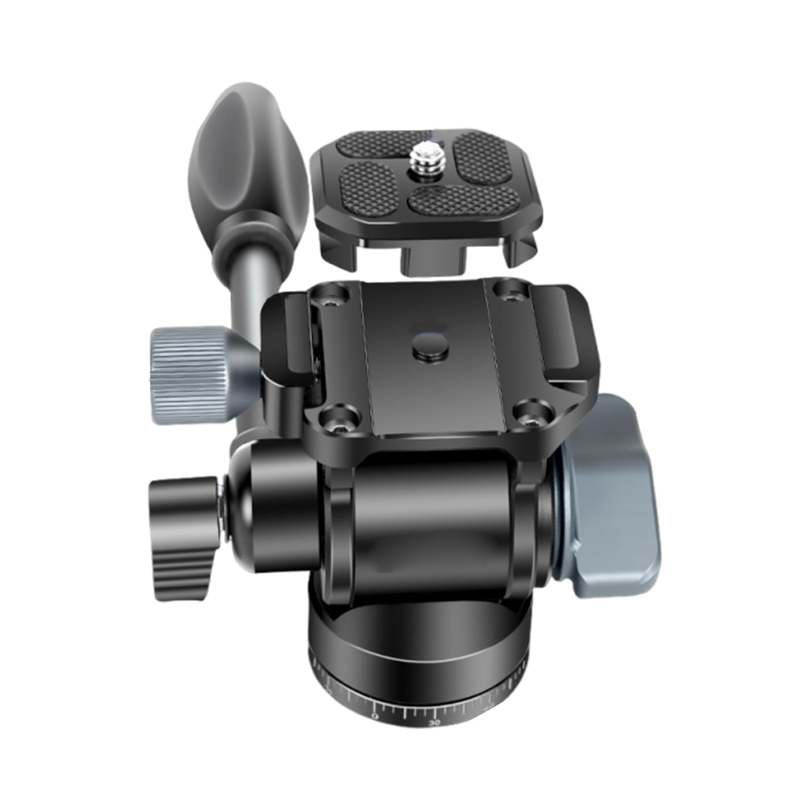 Testa per Treppiede, capacità di Carico 8 Kg Testa per Treppiede Video Idraulico per per Fotocamera in Lega di Alluminio con Manico Staccabile di Sgancio Rapido per Videocamere DSLR