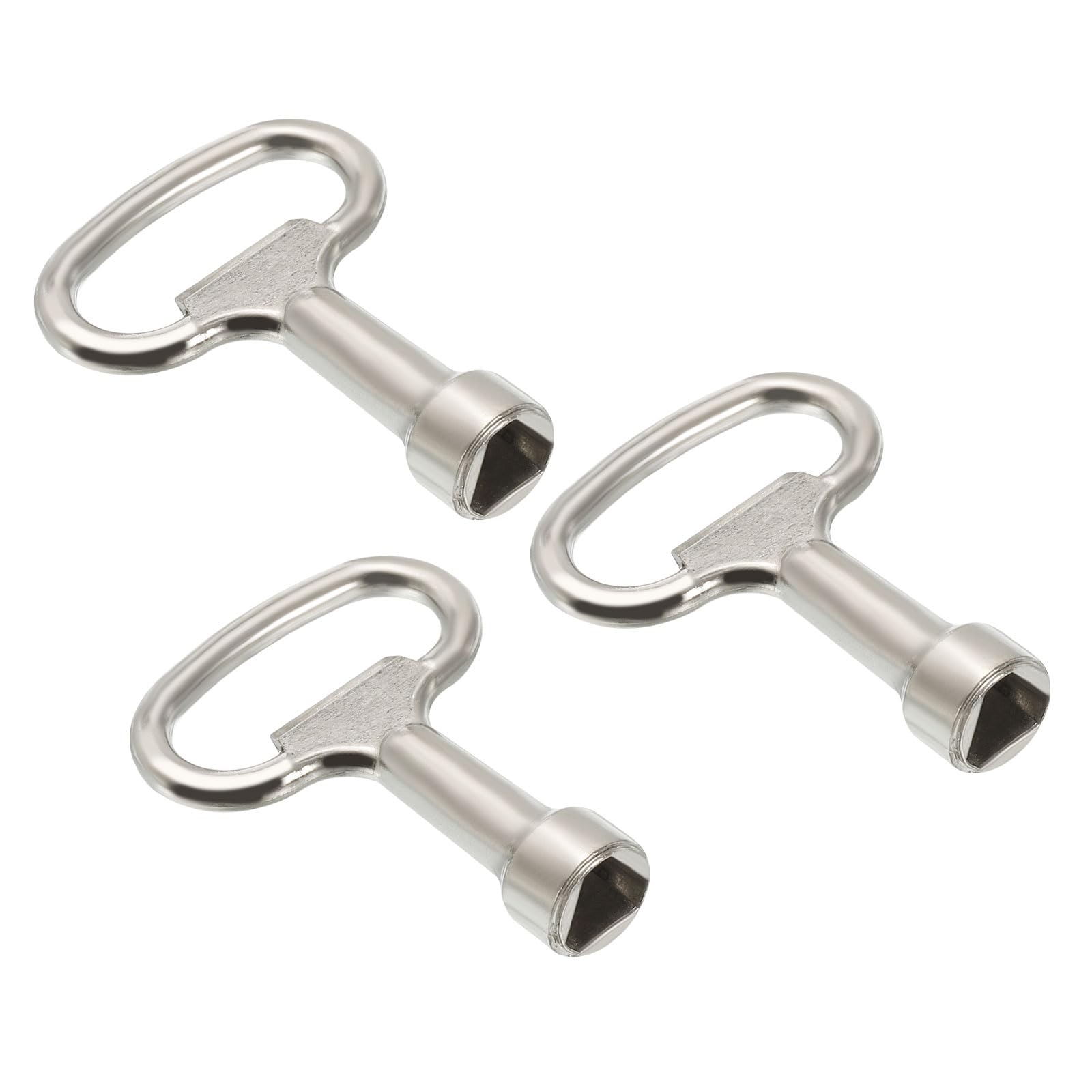 PATIKIL 12.5x7mm Triangle Socket Spanner Key, 3 Pack Electrical Cabinet Gas Water Meter Key for Elevator Lift Door Triangle Panel Lock, Silver