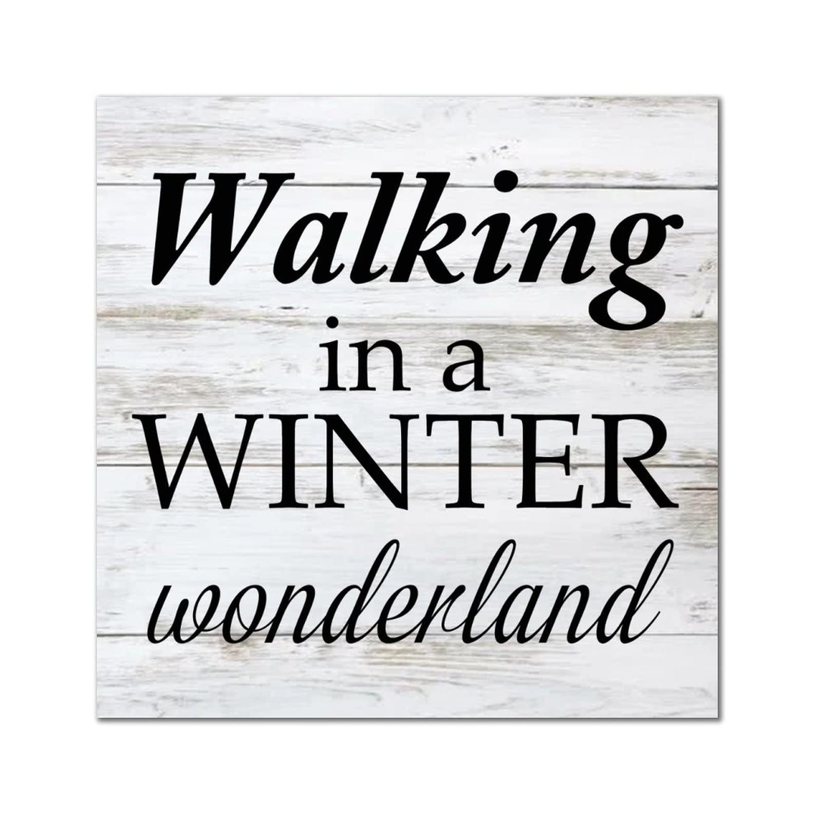 Plaque murale vintage en bois Winter Wonderland décoration de salon 35cm