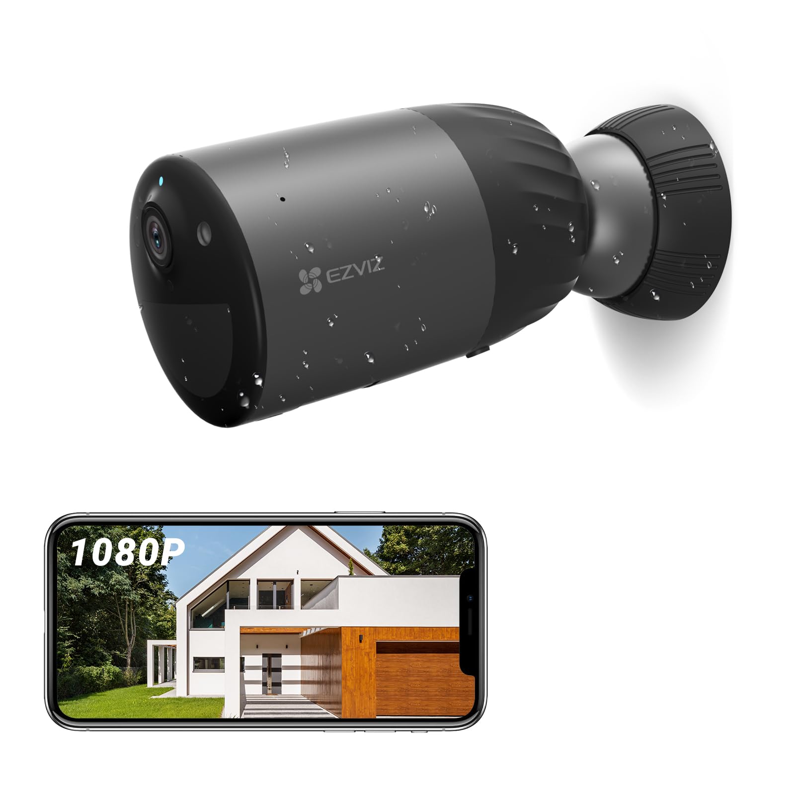 EZVIZ BC1C - Cámara de vigilancia WiFi Exterior inalámbrica 1080P, autonomía de 210 días, cámara con baterías 7800 mAh, detección de Persona, visión Nocturna en Color, Audio bidireccional, IP66