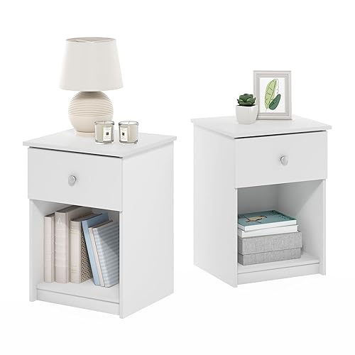 Furinno Tidur Nightstand, 2-Pack, White