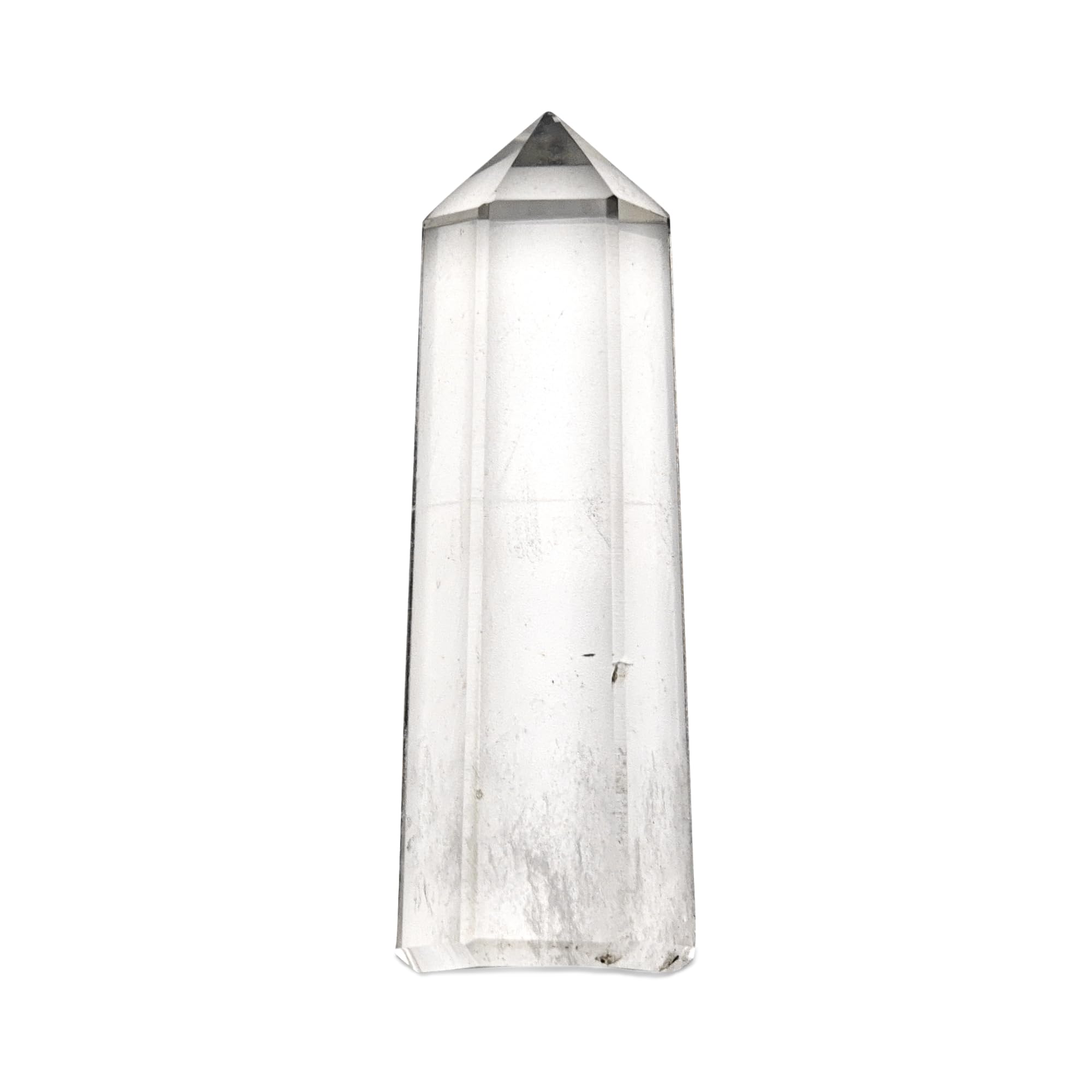 Plus Value Natural Reiki Healing Clear Quartz Crystal Wand Obelisk Pencil Stick Energy Massage Points Tower Spiritual Chakra Aura to Decrease Negativity A+ Quality (Size 2 Inches)