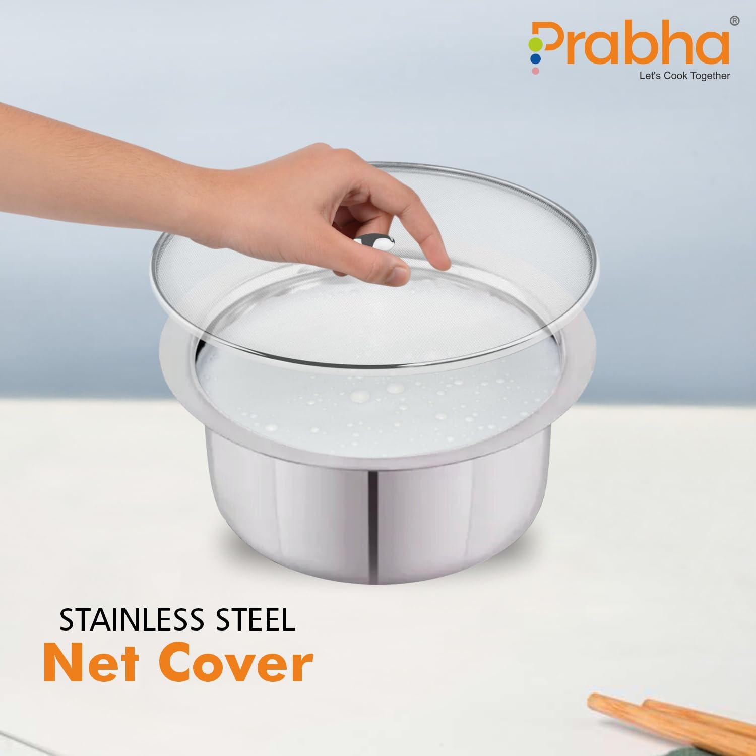 Prabha Stainless Steel Net Cover 23cm - Ultimate Protection for Home & Kitchen, Easy Installation, Food cover, vegitable cover, sweet cover, milk cover, fruit cover with knob, milk jali. 4