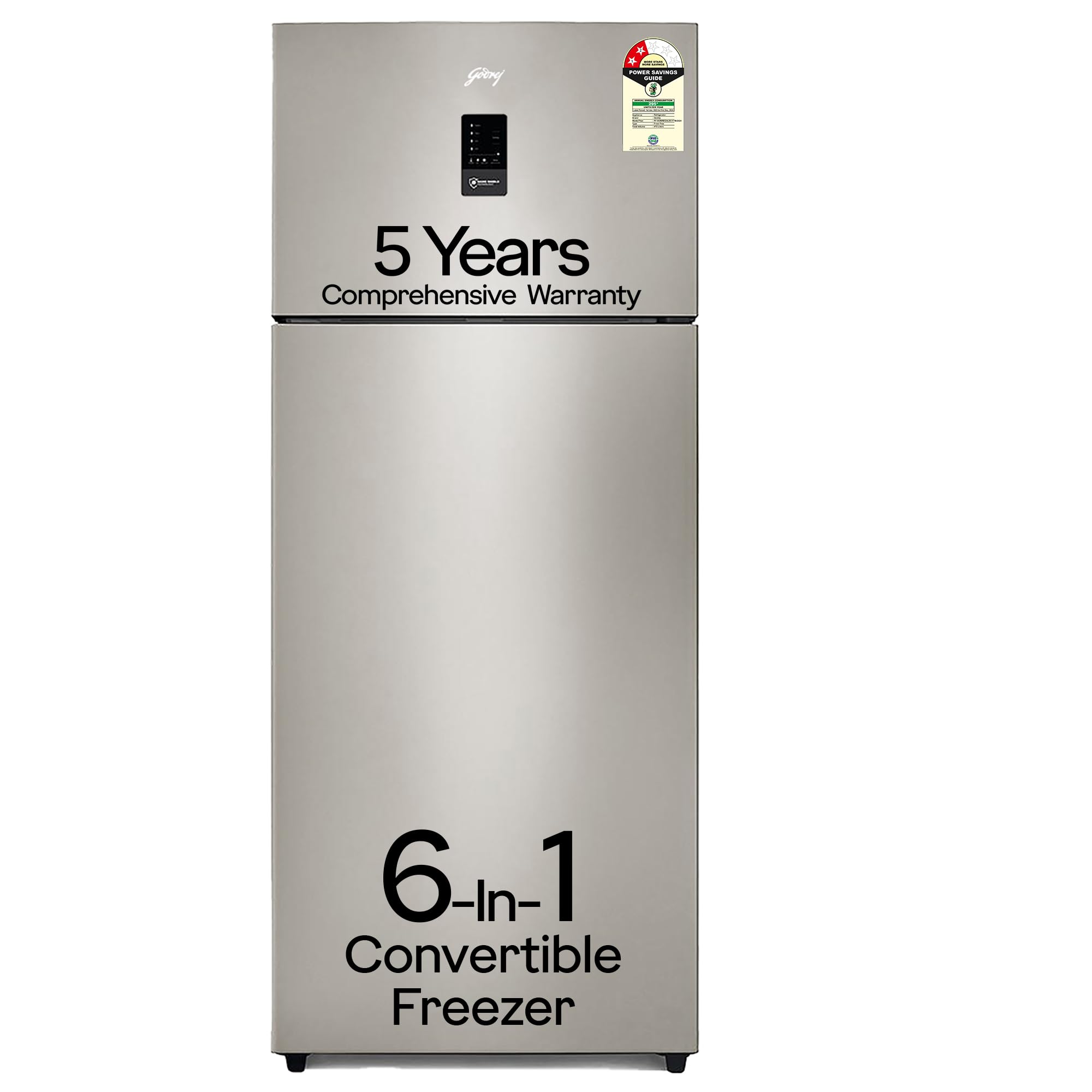 Godrej 436 L 2 Star 5 Years Comprehensive Warranty with AI Tech 6-In-1 Convertible Freezer, Inverter Frost Free Double Door Regalis Refrigerator (RF EON 438B RCI CH GD, Champagne Gold)