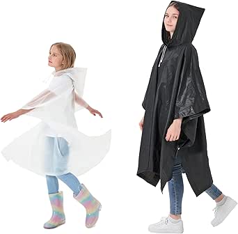 10 Pack Reusable Lightweight Rain Coats with Hood - Waterproof Rain