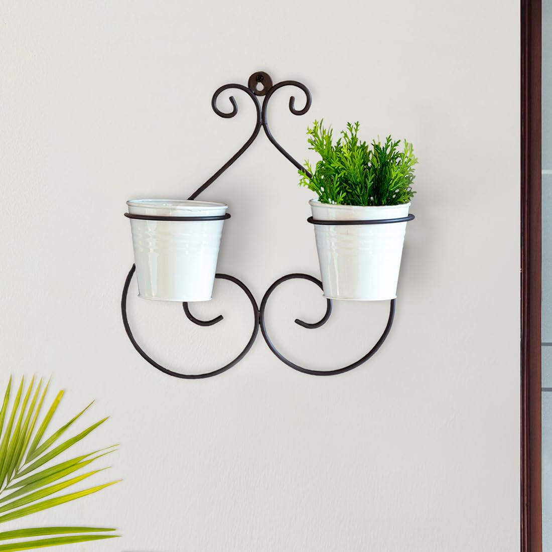 ExclusiveLane Galvanized Iron Wall Planters for Living Room Balcony | Symmetry Scroll Metal Wall Mounted Planter Pots for Indoor Plants (13 Inch, 2 Planter Pots) (B0B71XKRTH) Amazon Price History, Amazon Price Tracker