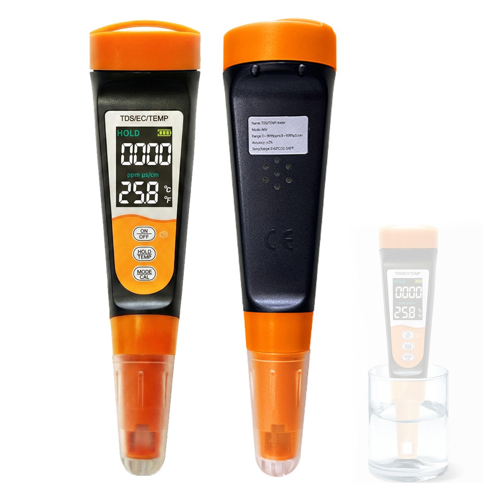 Tester digitale dell'acqua, 3 in 1, rilevatore di qualità, misuratore di temperatura Tds Ec con funzione vocale multifunzione, per acquari idroponici