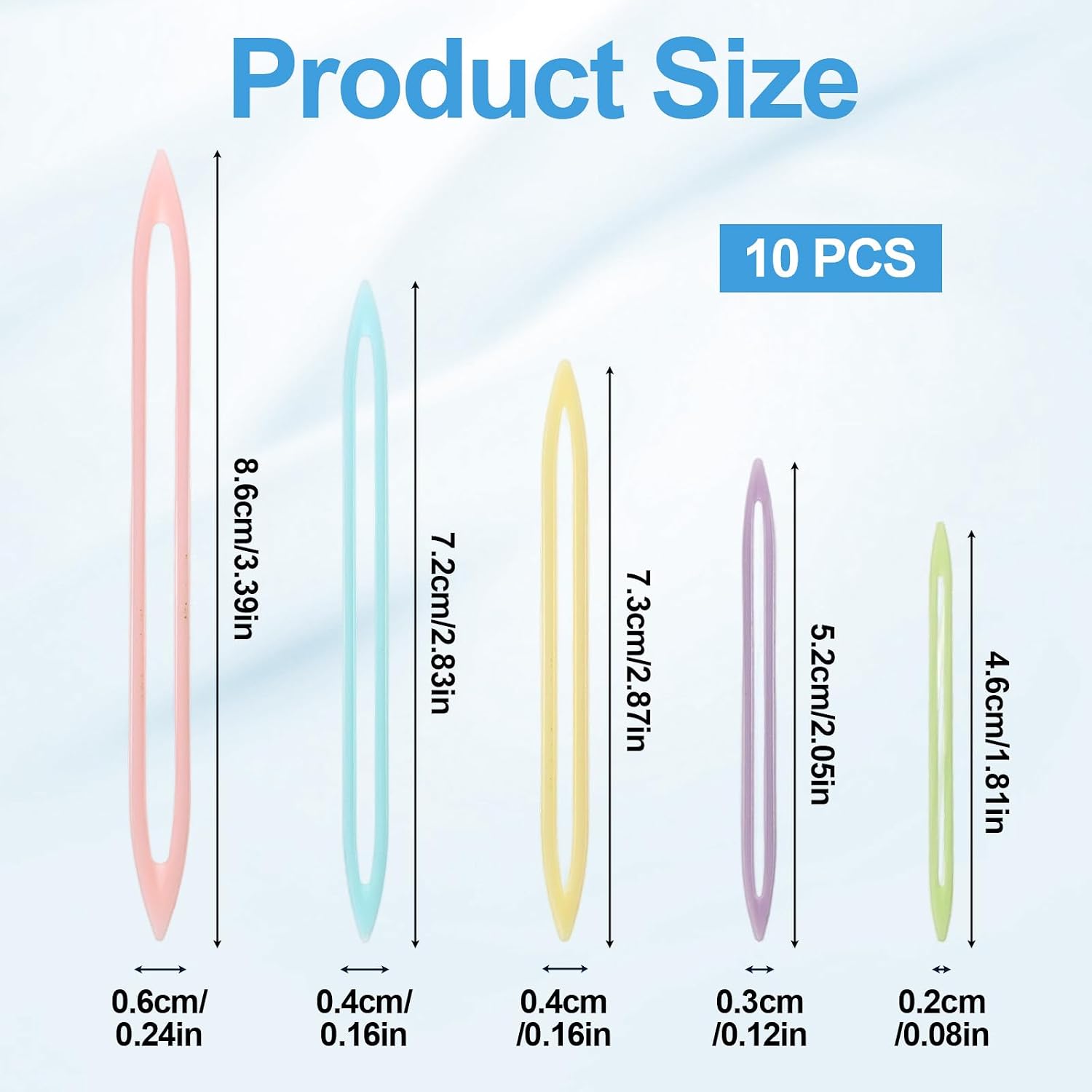 Rahhlizs 10 Pcs Yarn Needles Large Eye for Crochet 5 Size Thick Bulky Yarn-Crochet Needles for Yarn 5 Color Plastic Darning Needle for, Sewing, Weaving in Ends, Knitting