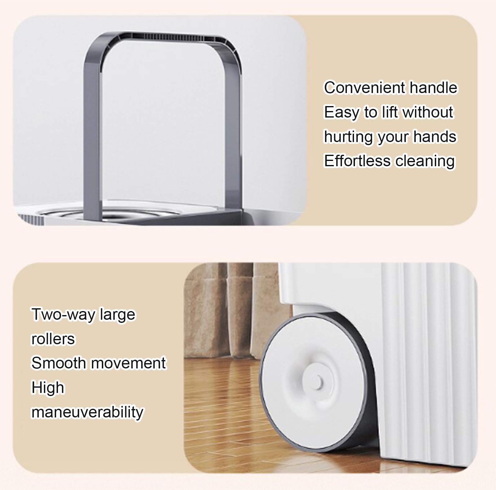 Juego de fregona y cubo giratorio, sistema de escurrido manos libres, | Trapeador seco giratorio de 360°, trapeador de limpieza de microfibra para pisos laminados de baldosas