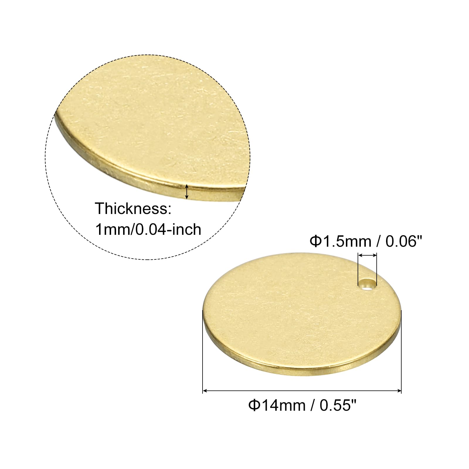 Amazon | uxcell 丸型真鍮タグ 50個入り 14mm/0.55