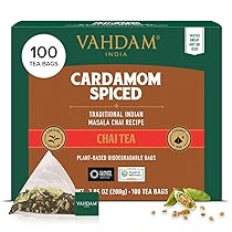 VAHDAM, Masala Chai al Cardamomo (100 Bustine di Tè) | 100% Cardamomo Macinato Fresco con Tè Nero di Prima Qualità | Miscela Originale Indiana | Tè Chai