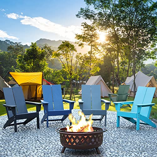 Intoboo Modern Curveback Adirondack Chair, Elegant Double Plate Design Lounge Chairs, Recycable Hdpe Chairs For Outdoor Patio Pool (Turquoise) #TOP6