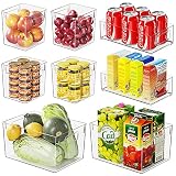 Kühlschrank Organizer, Fridge Organizer 8er Set(2 Große/2 Mittel/4 Kleine), Speisekammer Vorratsbehälter mit Griff, Stapelbar Kunststoff Aufbewahrungsbox Organizer für Küchen/Schränke -BPA Frei