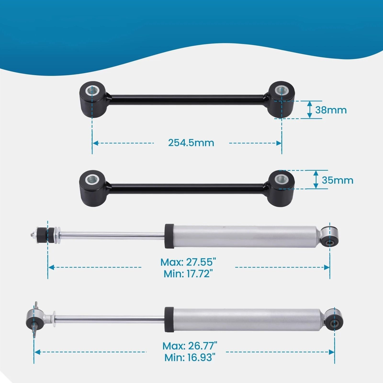 Columna Amortiguador Kit De Elevación Suspensión 2,5 Pulgadas Para Jeep Para Wrangler JK 2007 2008 2009 2010 2011 2012 2013 2014 2015 2016 2017 2018 Con Amortiguadores
