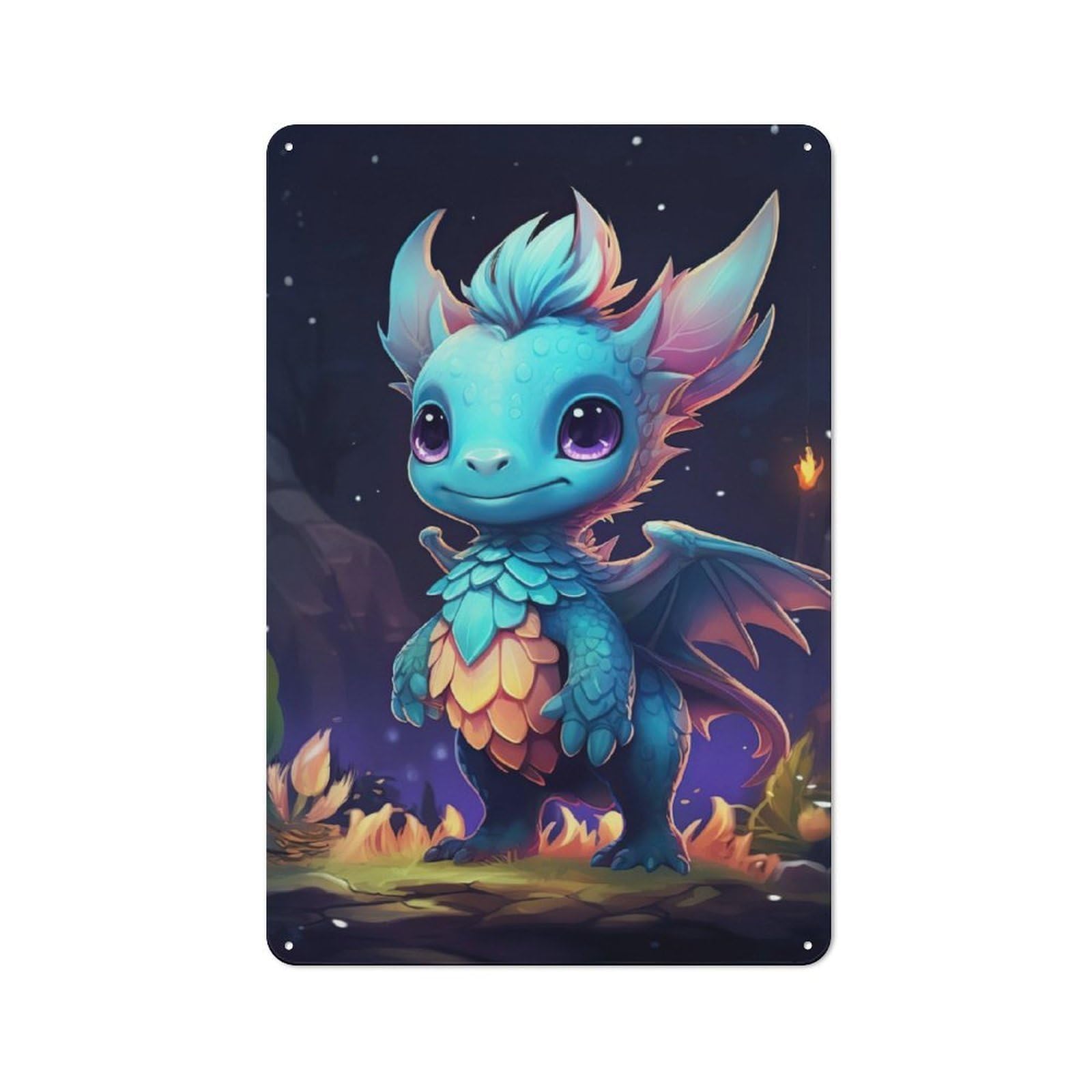 Junmoney Baby Dragon Tin Wall Plaque 30X20cm With For Pub Or Café, For Hospitality Wall Decor Collectors