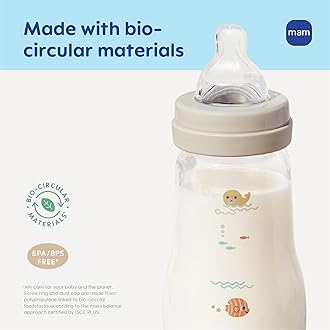 MAM Feel Good Medium Flow Premium Glass Bottle, Easy Switch Between Breast and Bottle, 9oz, 0+ Months, Unisex, 3 Pack