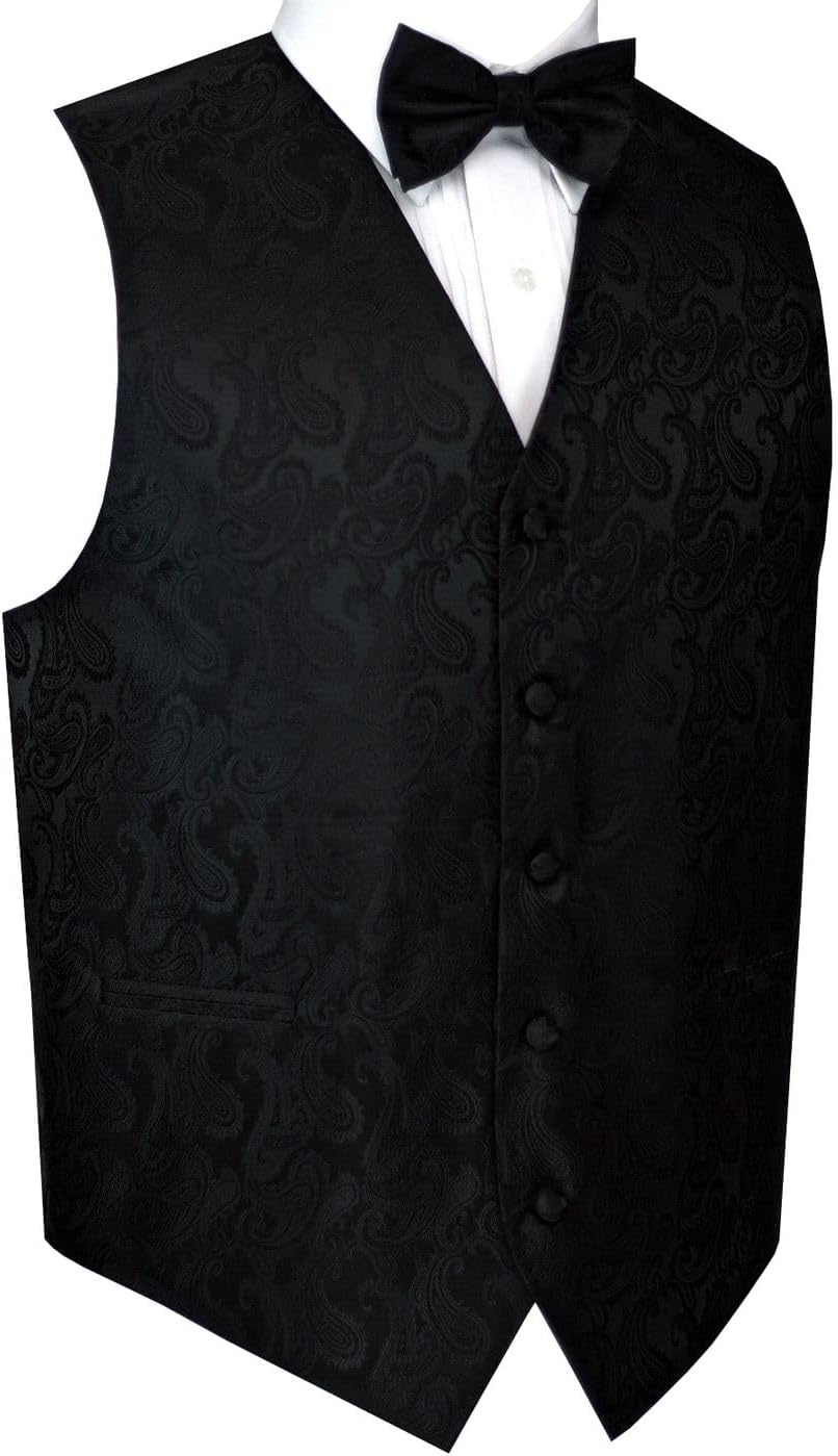 Men's Formal, Prom, Wedding, Homecoming, Cruise Tuxedo Vest, Bow-Tie & Hankie Set in Paisley