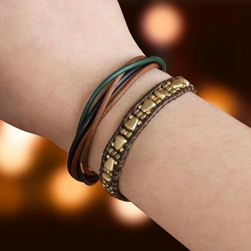 Miniatura 8 de The Beadsmith Cordón de cuero  Marrón  Bobina de 0.039 in  5 yardas5.0 ft  Tanga de cuero indio ideal para trenzar, cuentas, collares, cordones