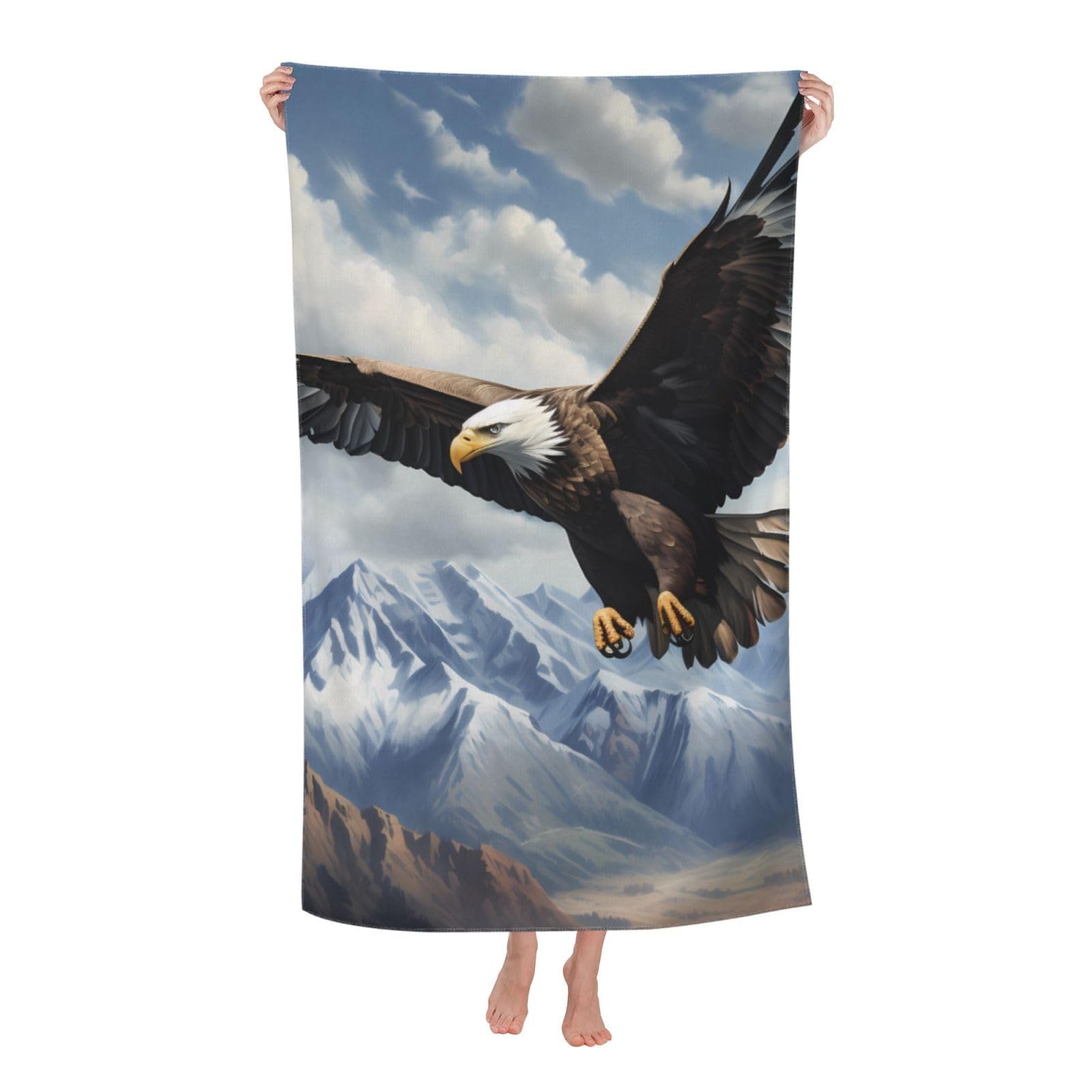 LSRCPD Beach Towel Flying Bald Eagle Microfiber Beach Towels Blanket Oversized Tropical Big Extra Large XL Pool Towels Quick Dry Sandproof for Women Girls Kids