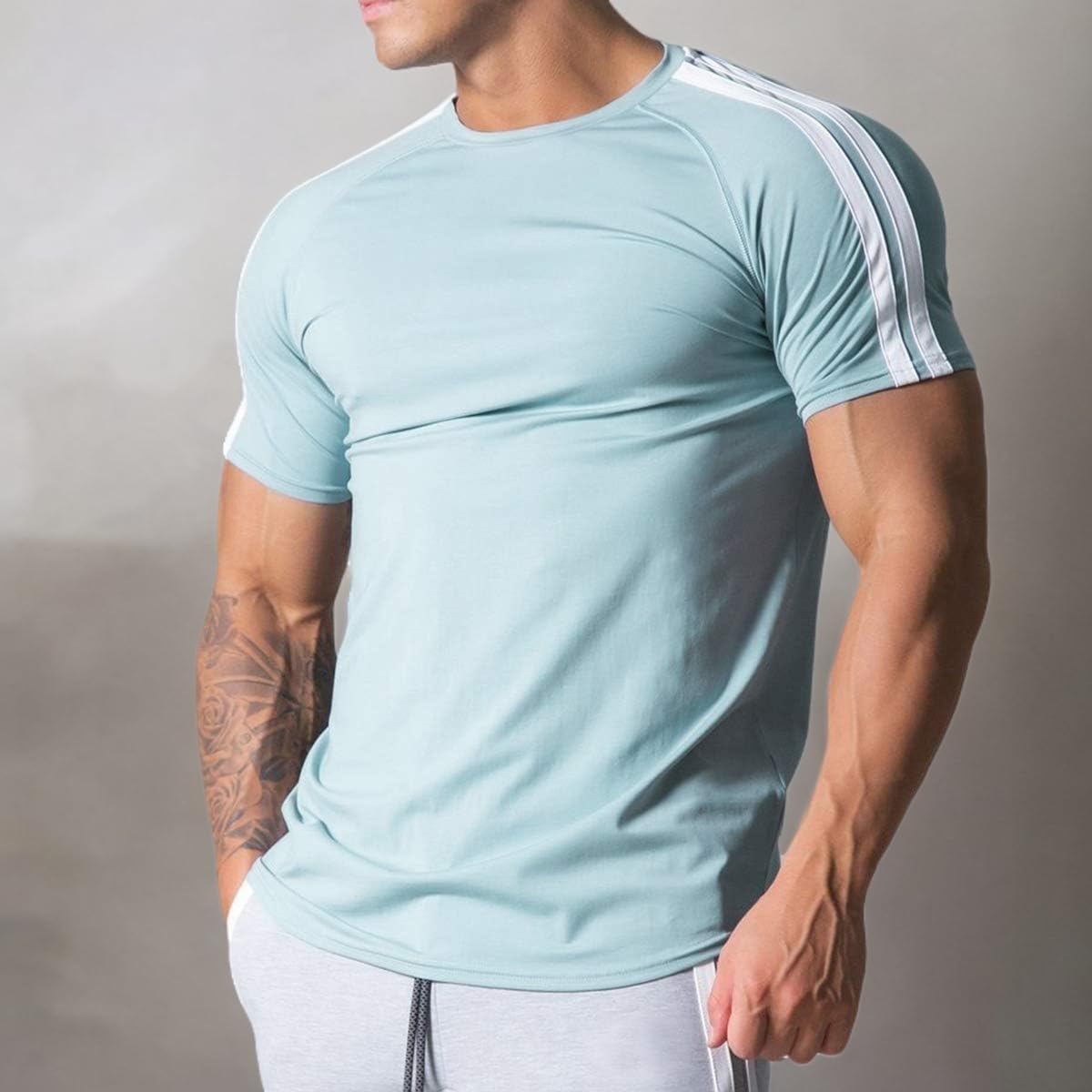 Mens Slim Fit Short Sleeve Workout T-Shirts Casual Gym Tops Hipster Athletic T-Shirts Jogging Shirts for Men T40 - Image 7