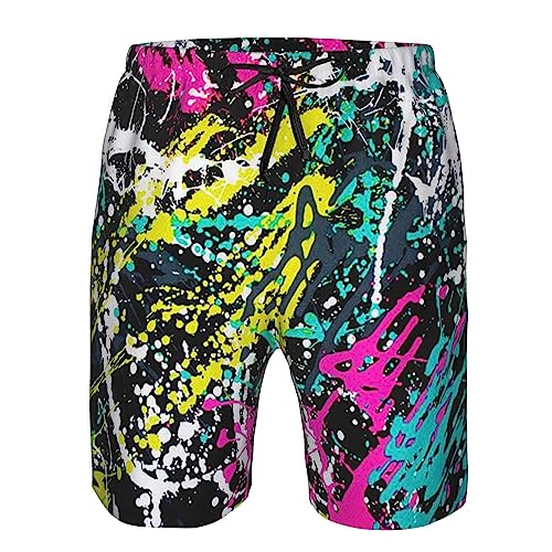 Kkaingg Neon Paint Splatter Men's Swim Trunks Quick Dry Swim Shorts Summer Beach Shorts with Pockets Swimsuit4