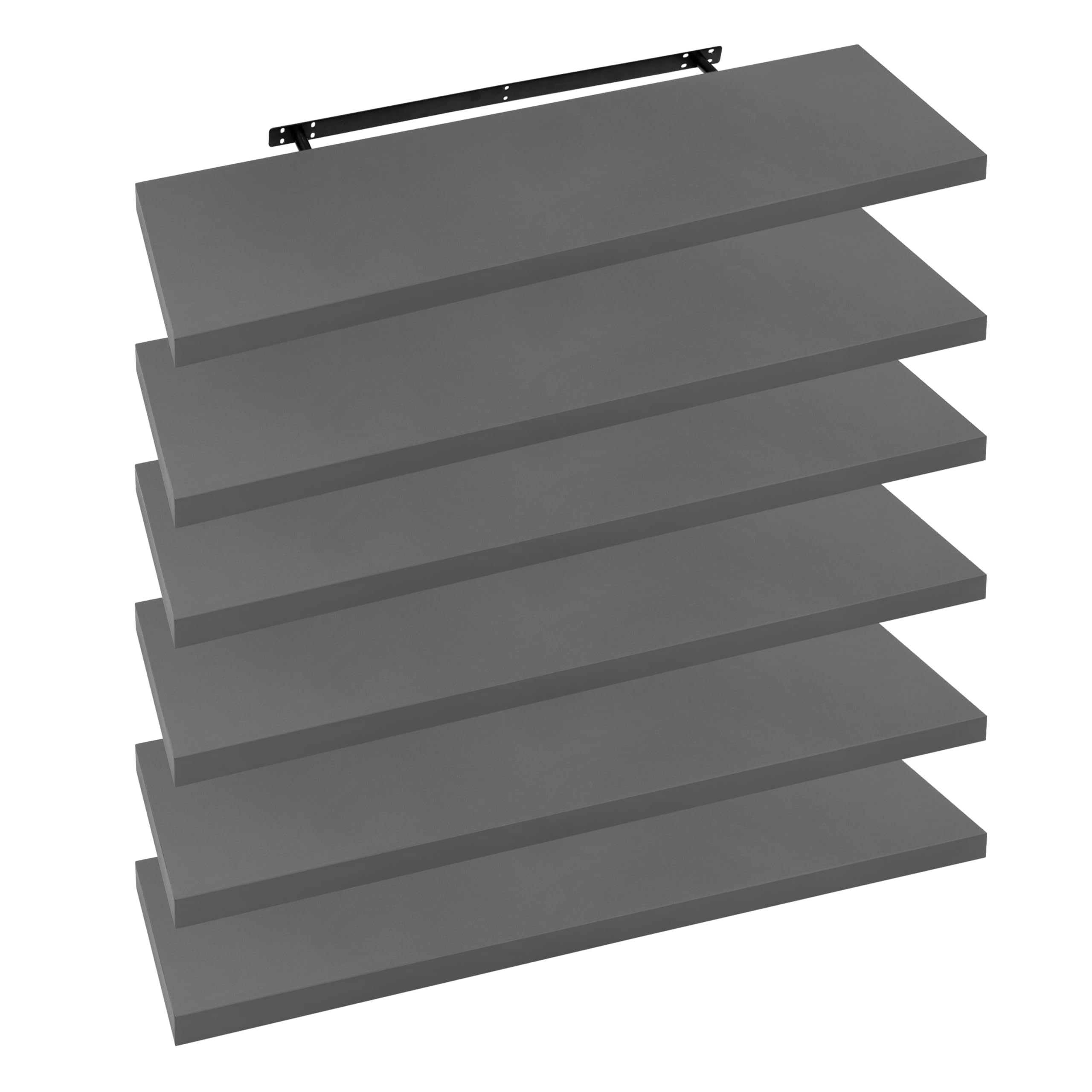 WOLTU Set of 6 Wall Shelves, Floating Shelves, Gallery Display, Matt Dark Grey, Floating Shelf, Wall Decoration for Living Room, Bedroom, Children's Room, Made of MDF — image 1