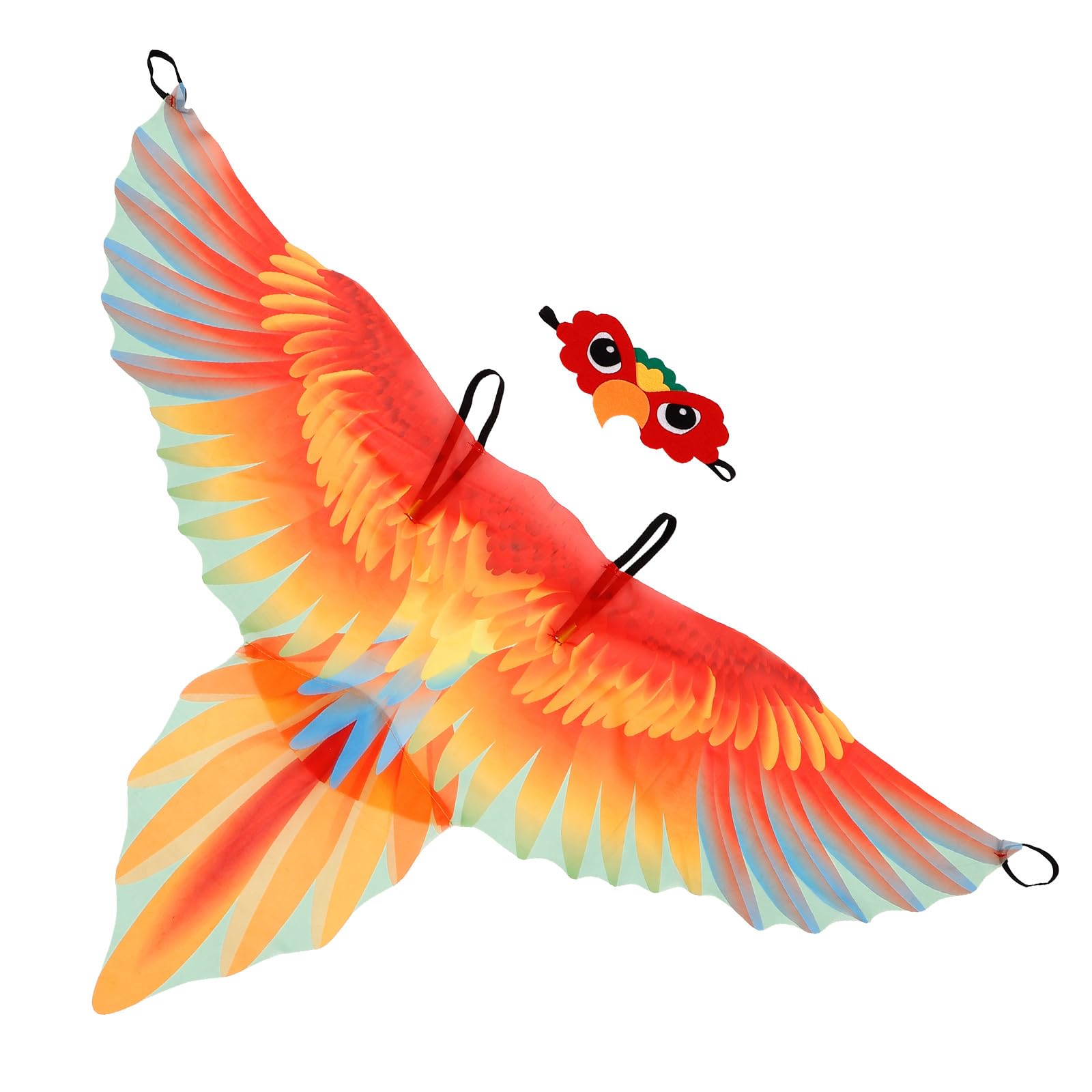 VALICLUD Halloween Bird-Wings-Costume for Kids Felt Feathered Eagle Parrot Owl Dress-up Cape Wings Animal Role Play Costume Eye Mask for Boys Girls Halloween Party Favors Orange for Kids Children - Image 4