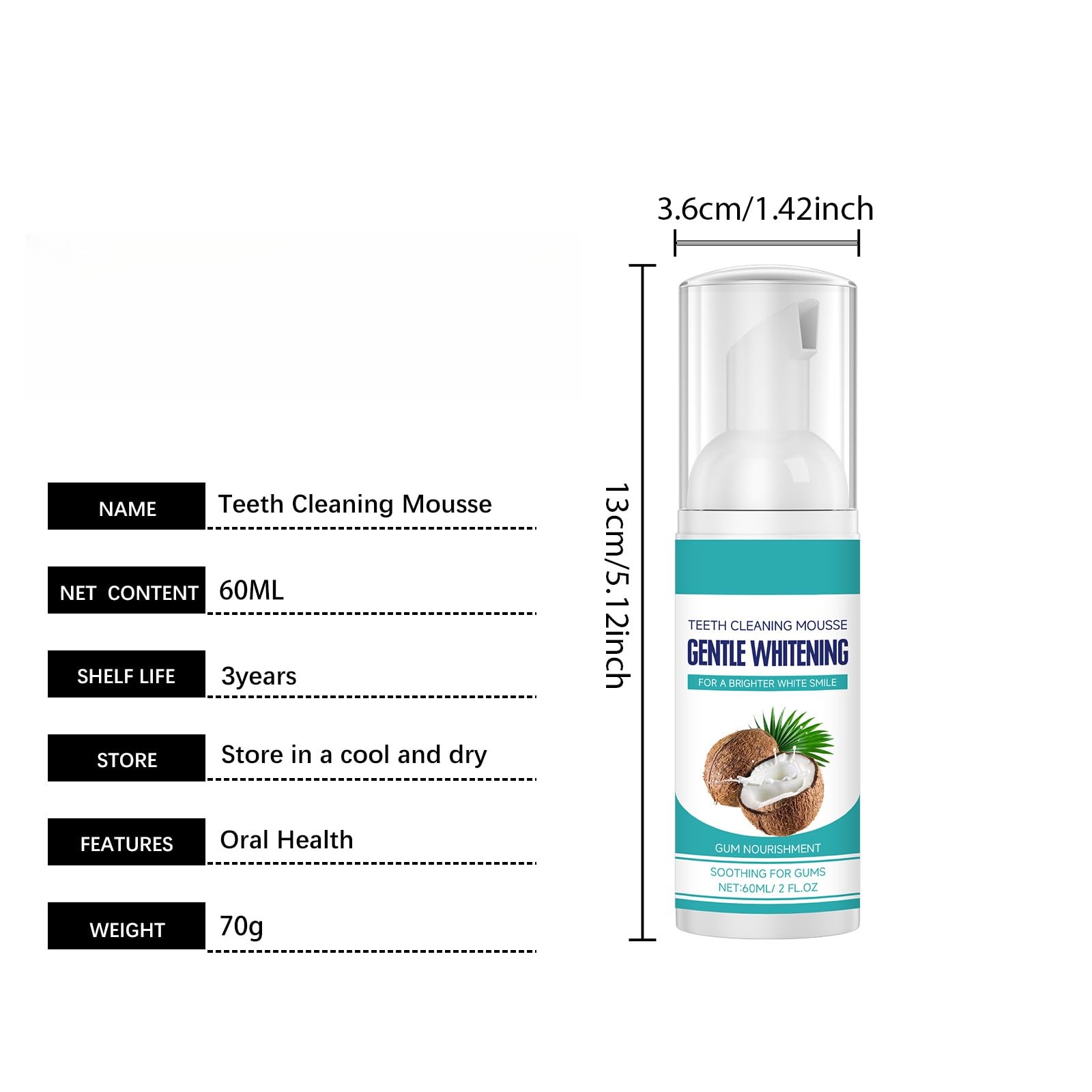 Schiuma Delicata For Sbiancare I Denti: Rimozione Quotidiana Delle Macchie, Igiene Orale Con Alito Fresco, Facile Applicazione Pennello(3pcs)