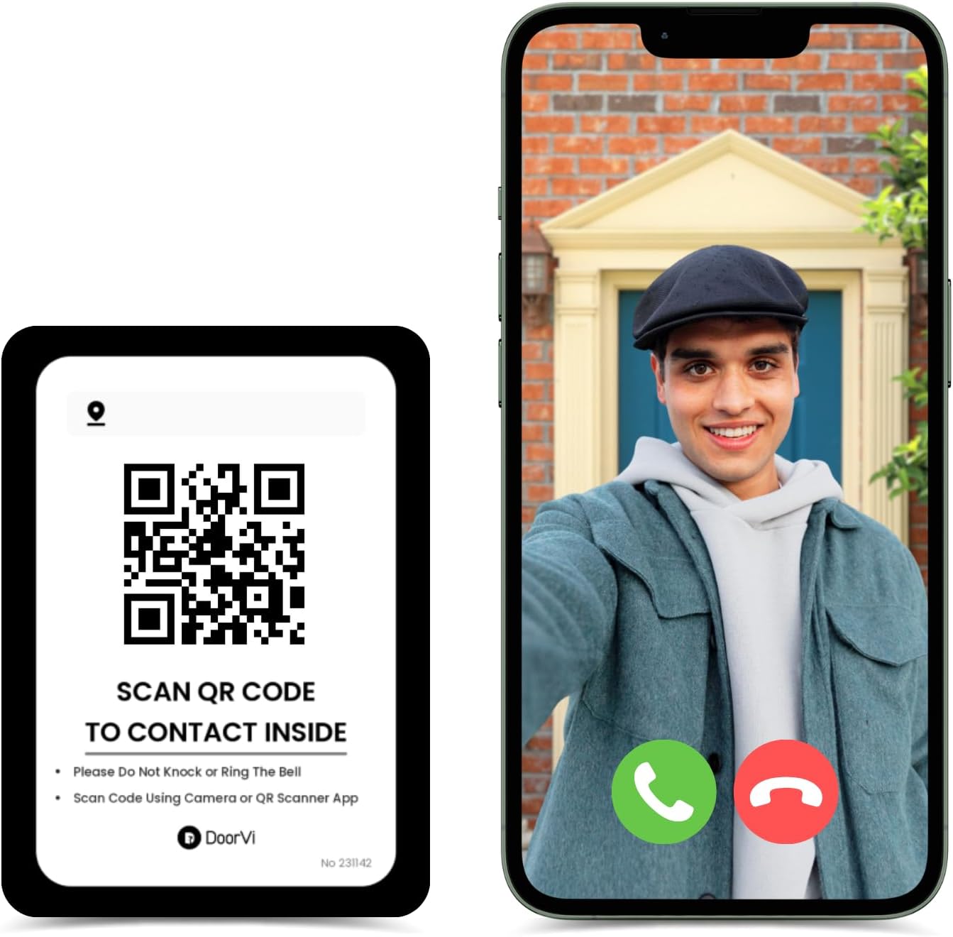 Smart Video Door Bell Powered by QR Code Technology | Wireless Video Call & Intercom | No Electricity or Wi-Fi Required | 2-Way Talk | Square Acrylic