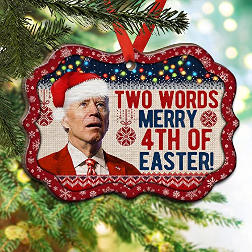 Urvog Funny Merry 4Th Of Easter Joe Biden Ugly Christmas Benelux Shaped Medallion Christmas Ornament Keepsake - Biden Christmas Ornaments, Wood Medallion Ornament, Pack 10 #TOP1