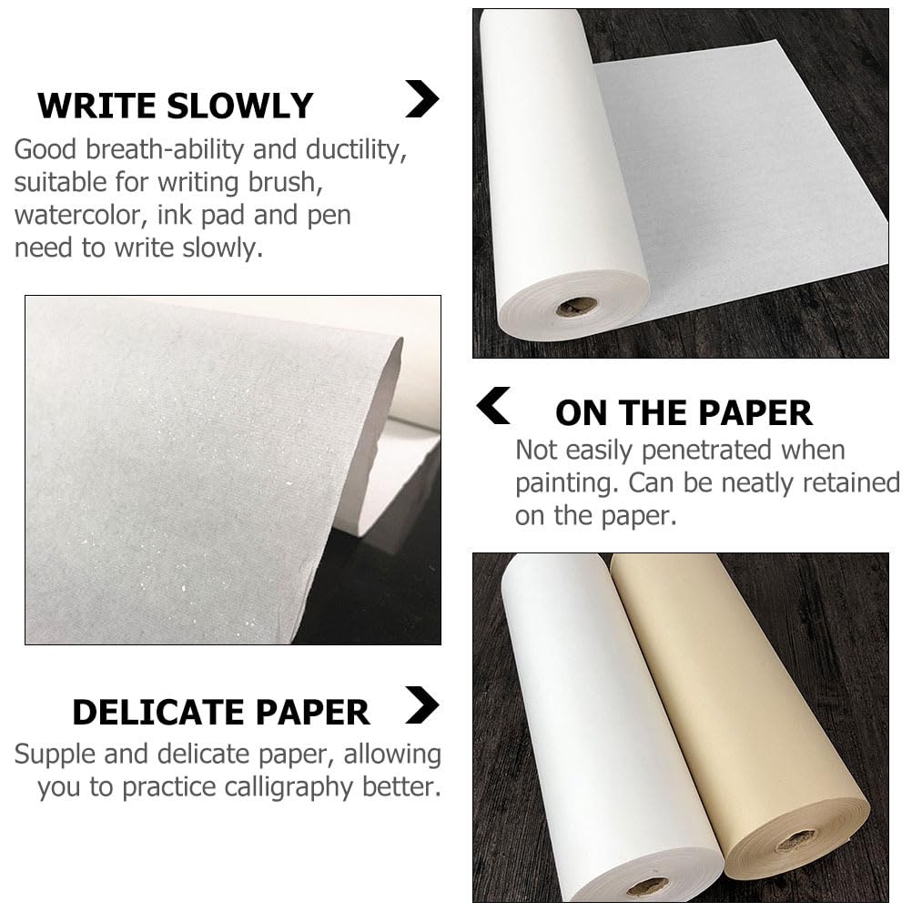 ULDIGI Rouleau de papier de calligraphie chinoise épais Xuan pour peinture et écriture au pinceau, convient pour l'encre Sumi Aquarelle Art avec absorption modérée et haute ténacité