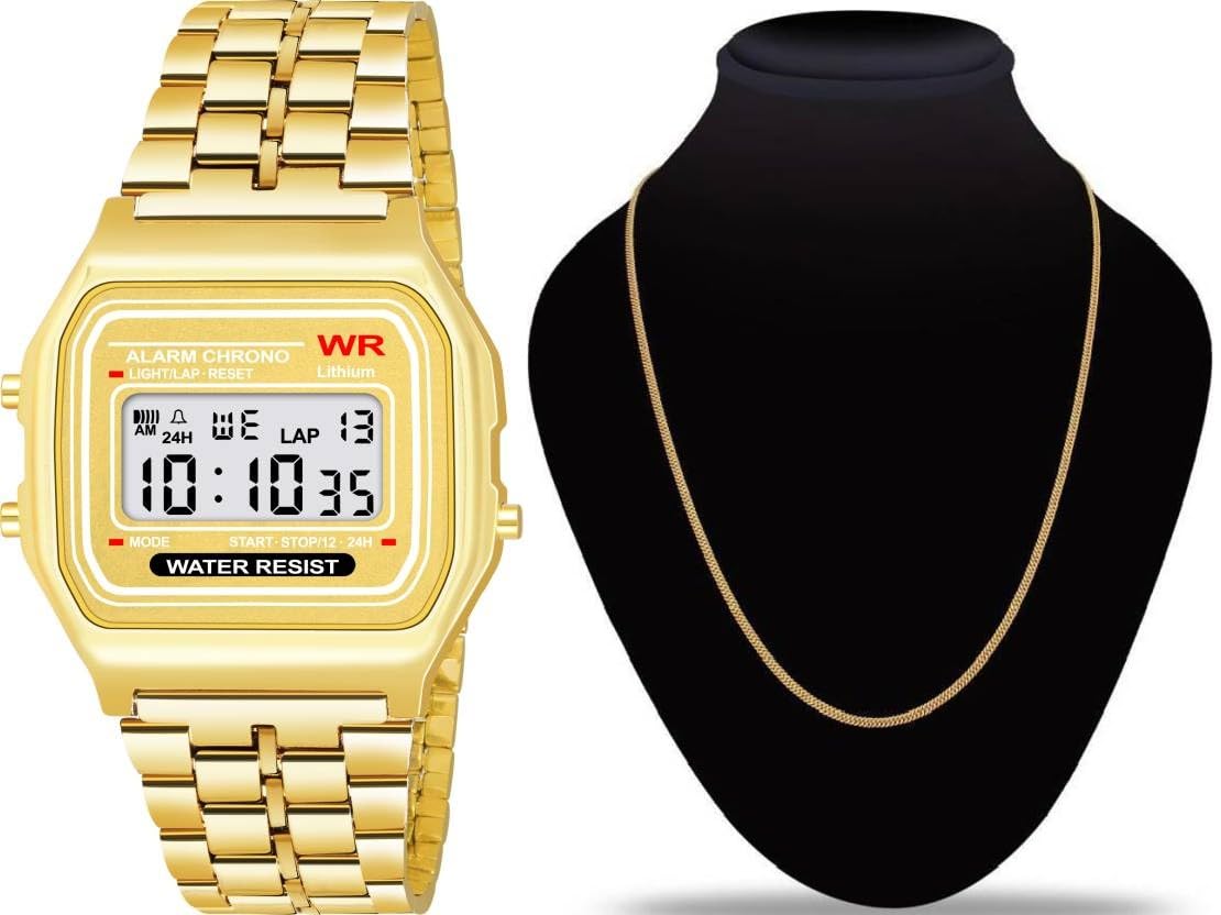 GIFFEMANS Golden Square Metal Chain Effortlessly Stylish and Dependable Analog Wrist Dial luxury look Watch |Quartz Style | Gift Option for Wedding | Fashionable and And Golden Necklace Chain for Girls & Women Combo Set (B0CQ7GC2PC) Amazon Price History, Amazon Price Tracker