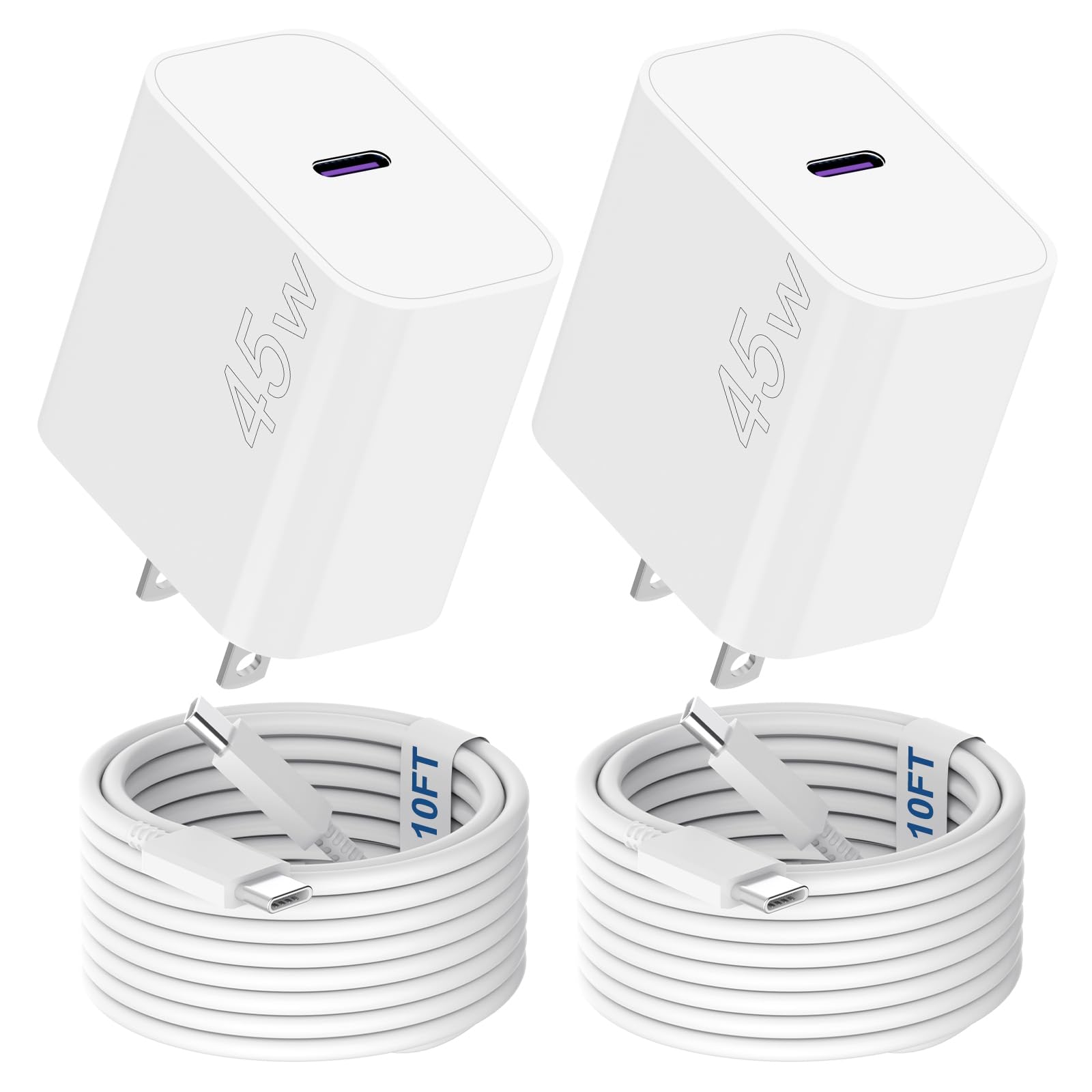 i-Phone 16 Pro Max Charger Fast Charging, 45W USB C Wall Charger with 10FT Long Type C Charger Fast Charging Cable for i-Phone 16/16 Plus/16 Pro/16 Pro Max/15/15 Pro/15 Pro Max/15 Plus, Android Phone